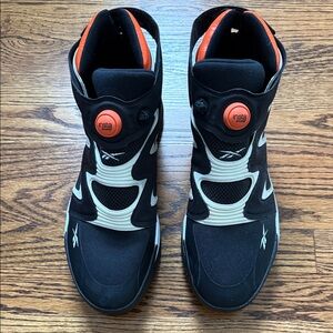 Reebok Black and White High-Tops with Orange Highlights
